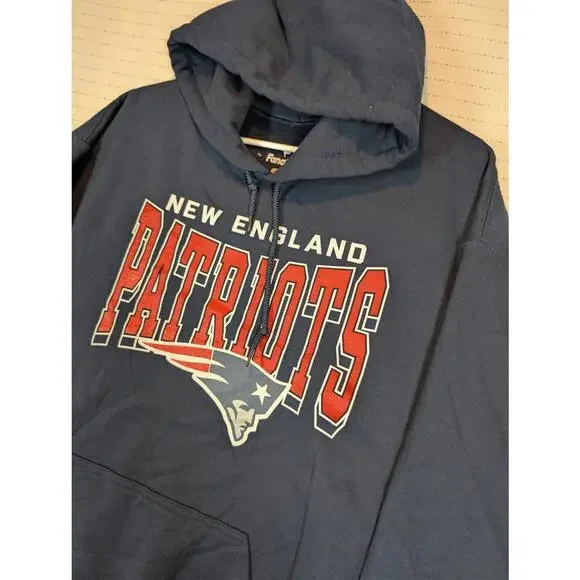 New England Patriots NFL Hoodie Pullover Fanatics Blue Sweatshirt Mens Large - Picture 3 of 7